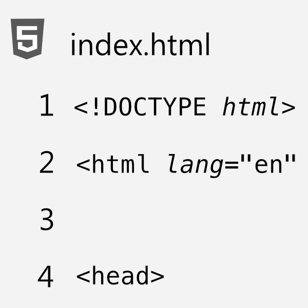 The start of a typical HTML document. Illustration.