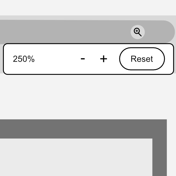 Chrome browser showing it's at 250% zoom. Illustration.